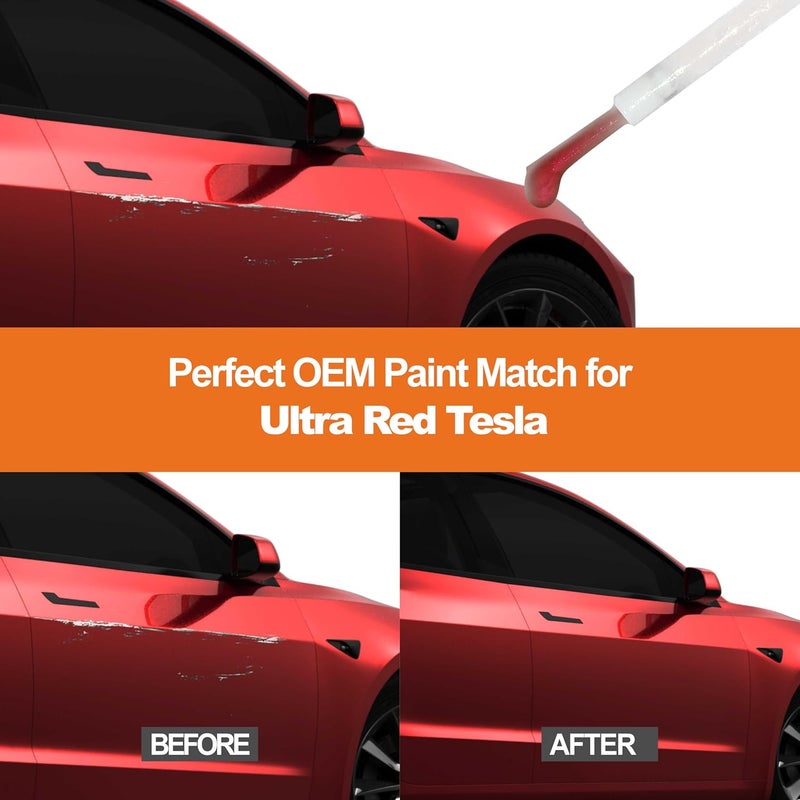 Gen2Magic Ultra Red Touch Up Paint Pen Kit for Telsa Y 3 S X [Clear Coat Included], PR01 Color Match for Scratches, Rock Chips, Bumper Dings, Easy Scratch Repair & Rust Remover for Tesla Owners - Image 3